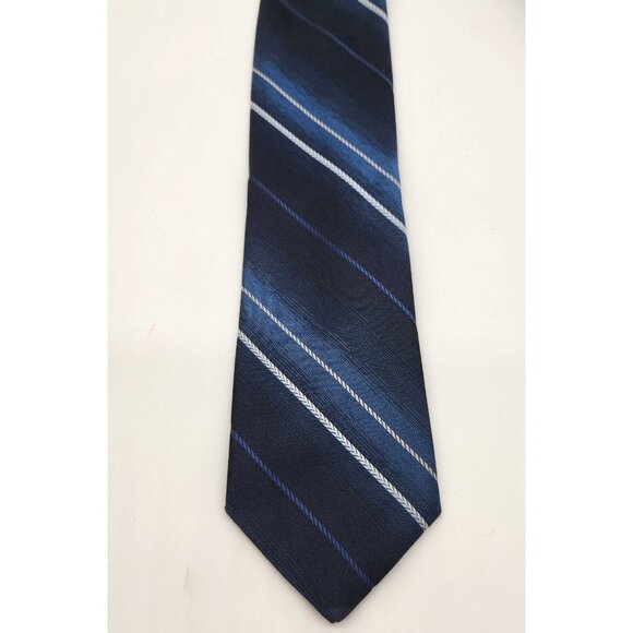 Vintage G Galvani Tie Blue Diagonal Striped Logo Print 100% Silk Necktie - Picture 4 of 5